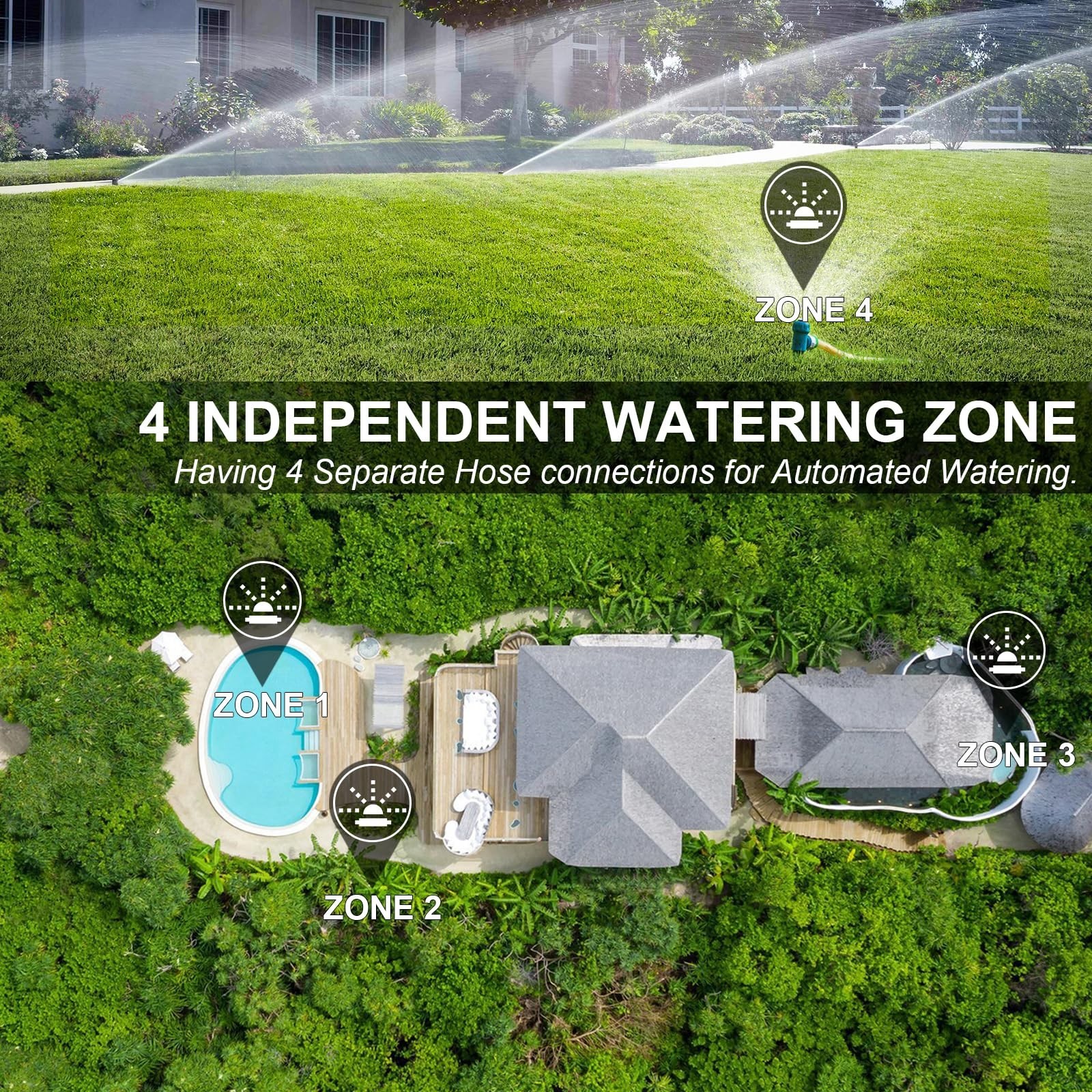 Water Timer with 4 Outlet for Garden Lawn– Programmable Irrigation Controller