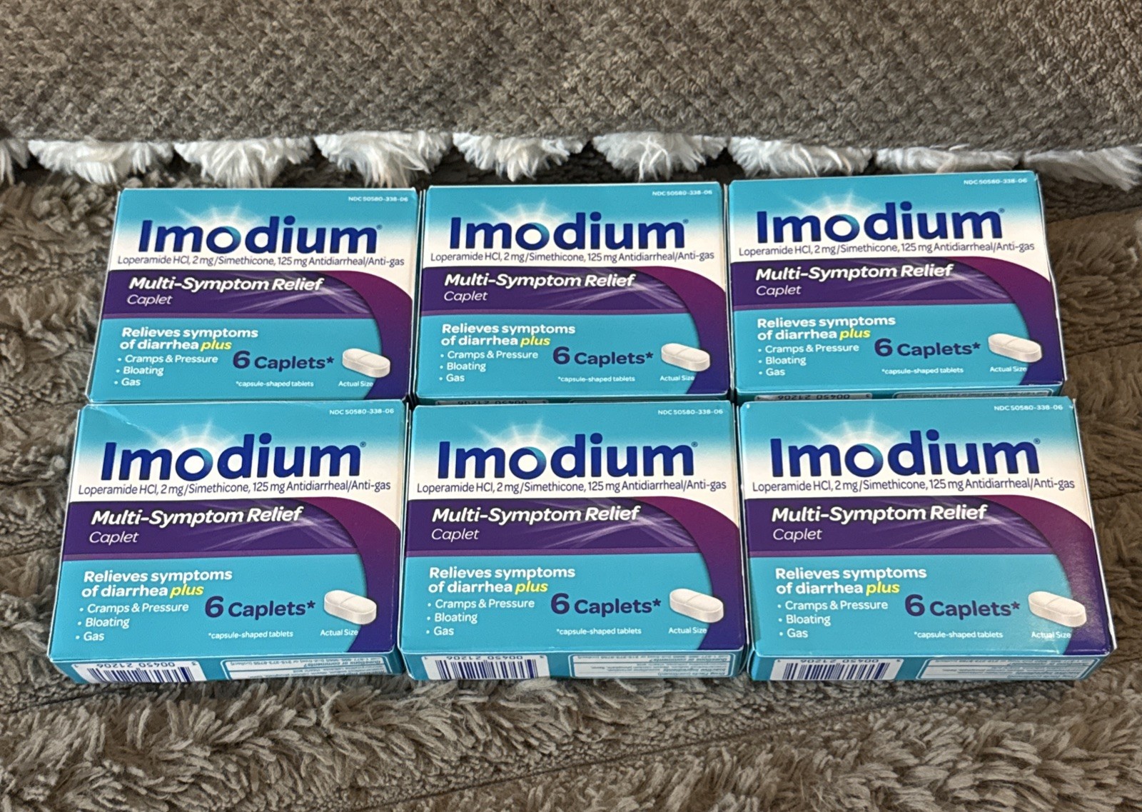 Lot 6 - Imodium Multi-Symptom Relief 6 Caplets Each 125 mg - 02/2027