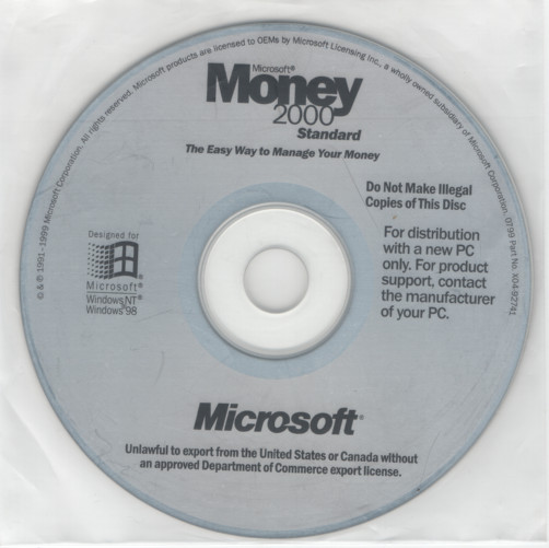 Microsoft Works 2000 Windows PC CD-ROM + Encarta + Money
