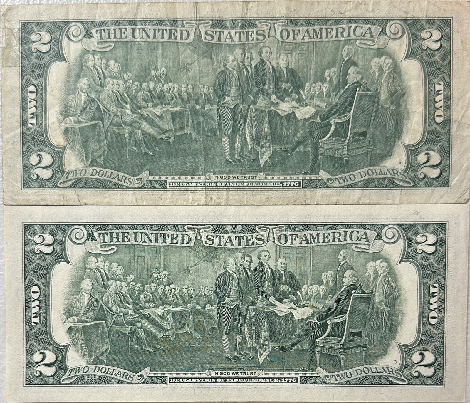 Pair of U.S. Two ($2) Federal Reserve Notes - 1976 and 2003