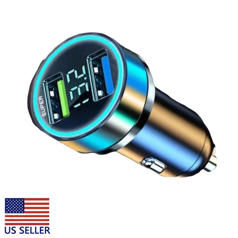 1PC 240W Digital Display Super Fast Charging Car Charger 2USB Portable C7X2