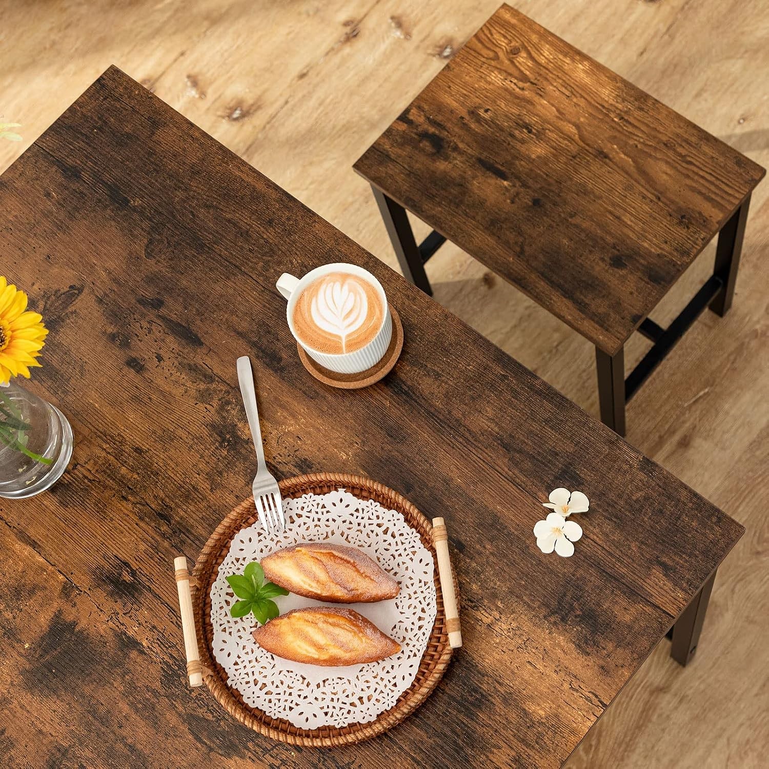 3-Piece Industrial Dining Table Set Kitchen Table Space Saving Dinette Kitchen