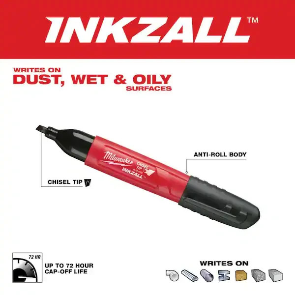 Milwaukee INKZALL Black Chisel Tip Jobsite Permanent Marker