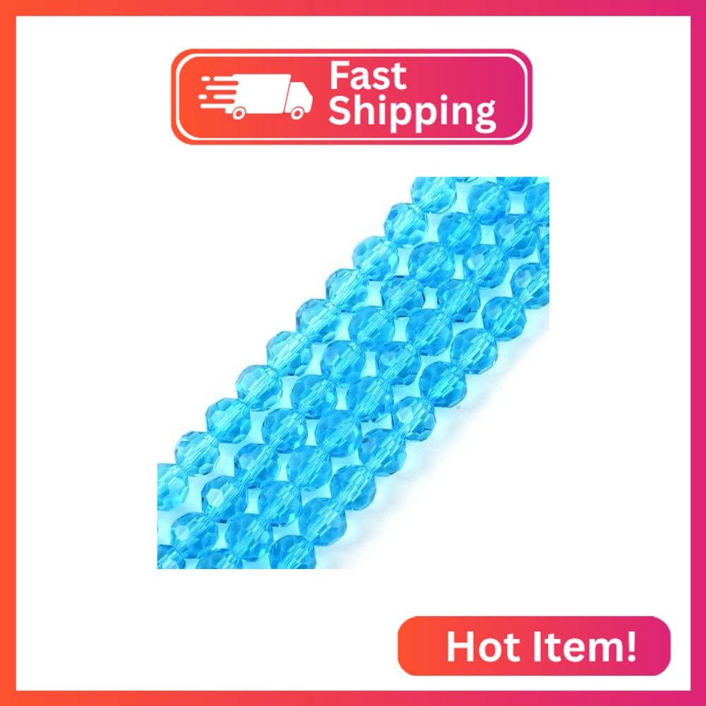 140pcs Czech 8mm Faceted Round Crystal Glass Loose Beads Spacers Aquamarine Blue
