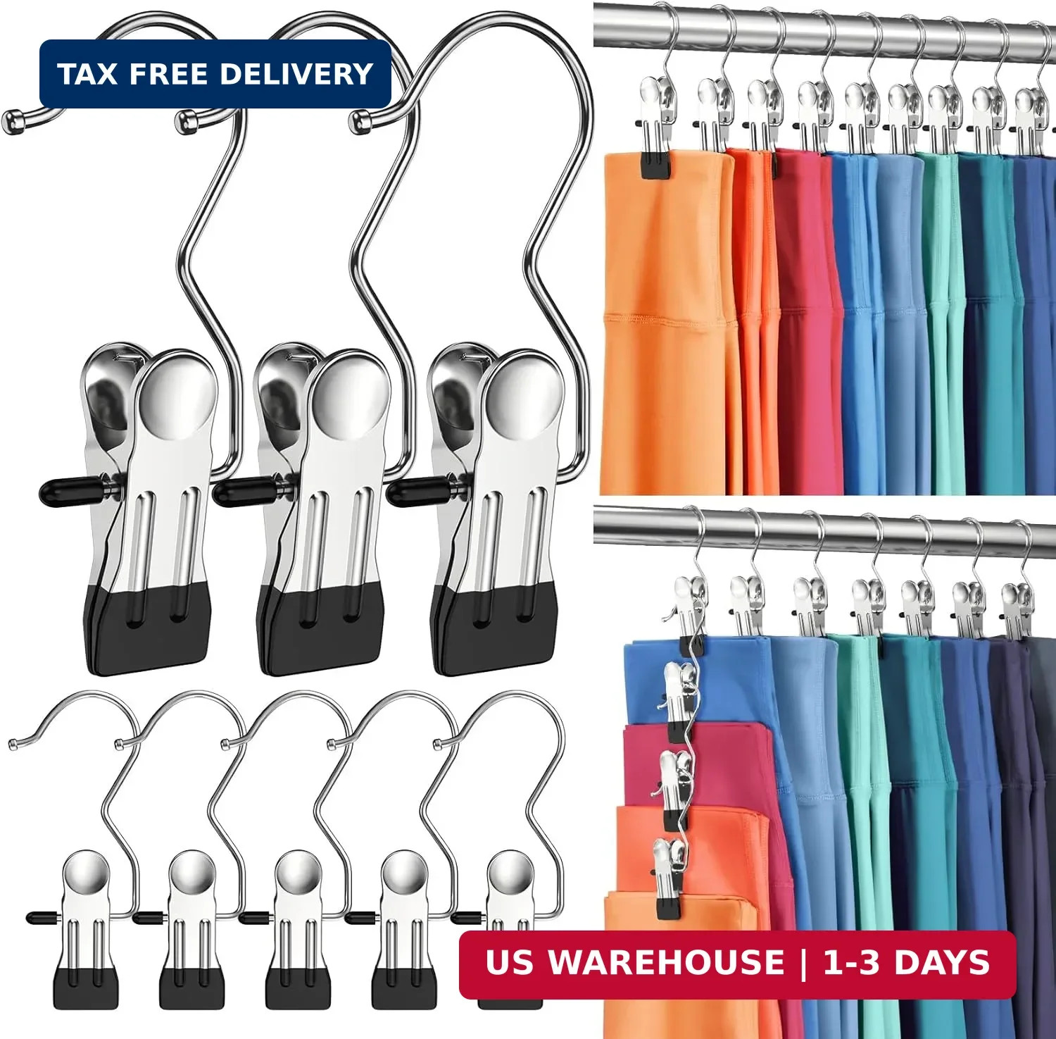 30 Pack Pants Hangers with Clip,Legging Organizer for Closet Hanging, Space Savi
