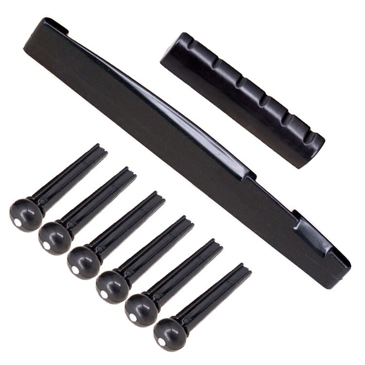 For Acoustic Guitars 6/String Guitar Nut & Saddle + Bridge Pin Set Supplies New