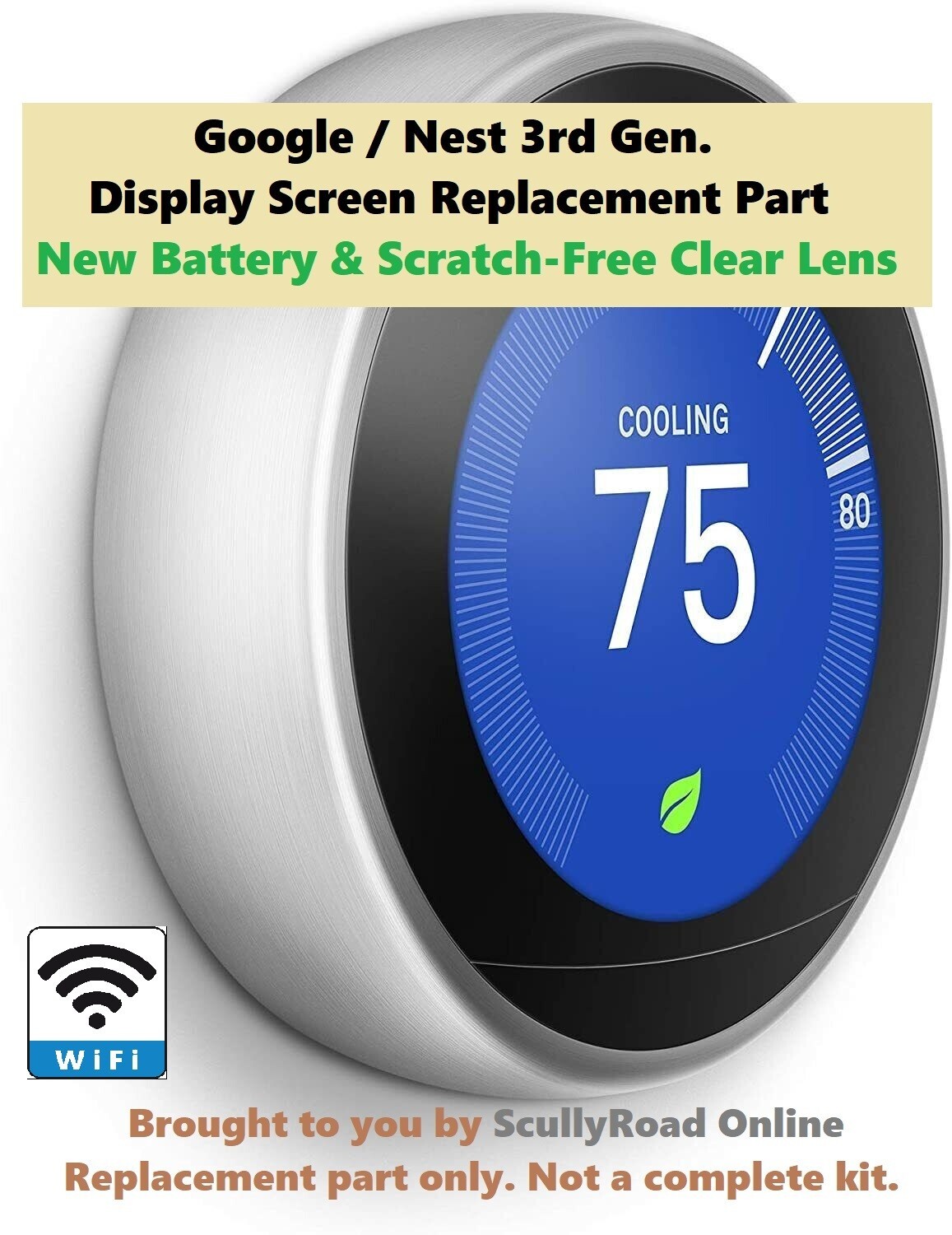 REPLACEMENT Google Nest 3rd Gen Learning Stainless Steel Thermostat PART NO BASE
