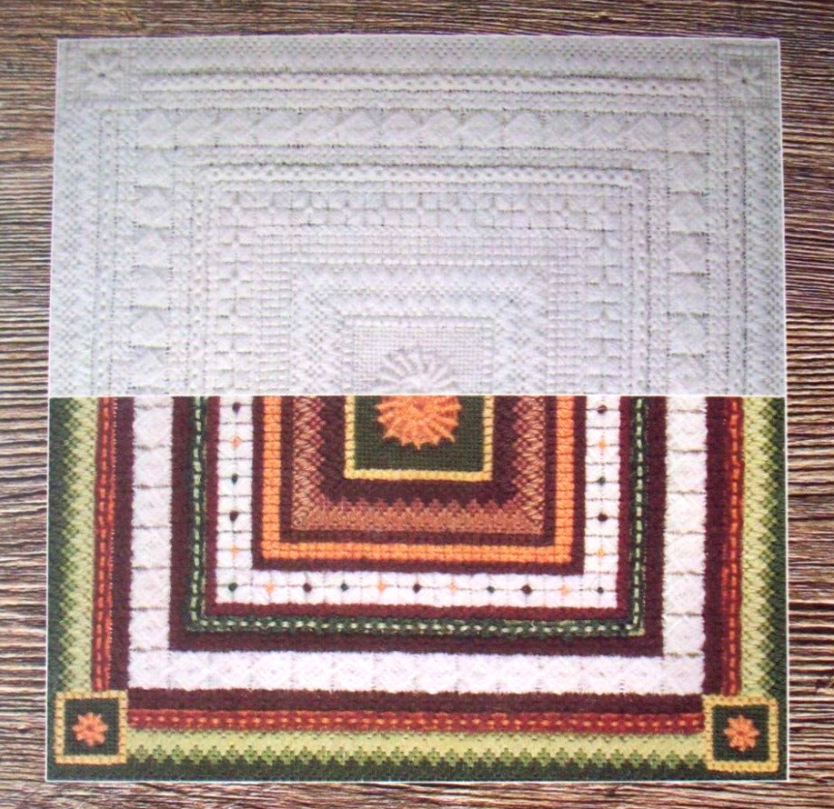 Primer Vintage 70's Needlepoint pattern 12 decorative stitches