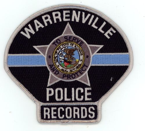 ILLINOIS IL WARRENVILLE POLICE RECORDS SHOULDER PATCH SHERIFF