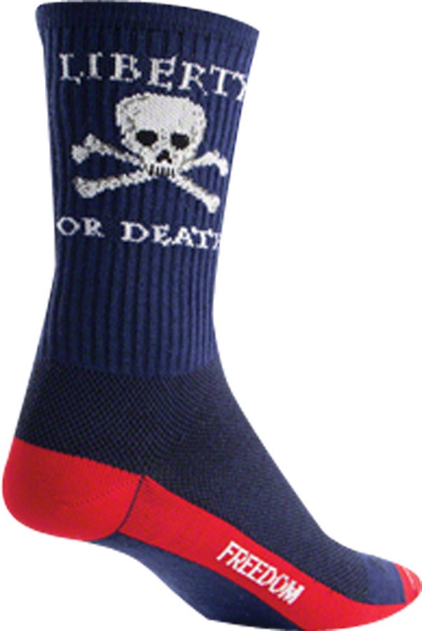 SockGuy Crew Liberty or Death Socks 6 inch Blue Large Unisex Synthetic