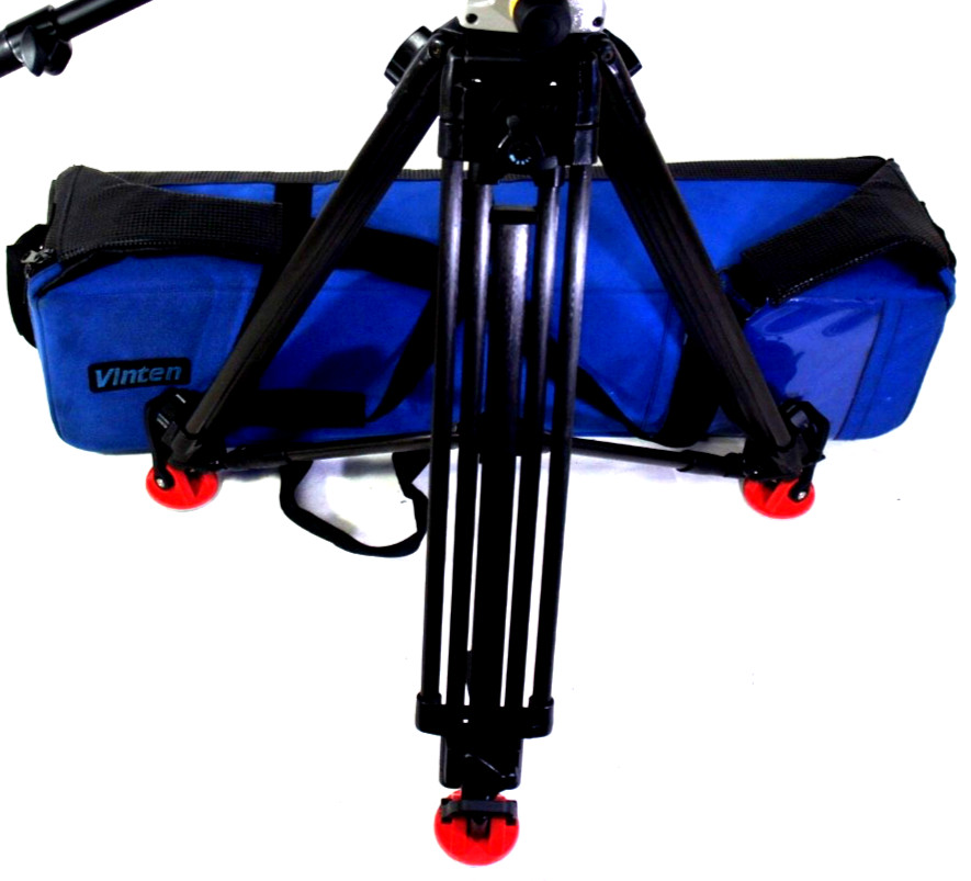 VINTEN 100mm POZILOCK 2D CF CARBON FIBER TRIPOD SYS MID SPREAD BAG SERVICED 99Lb
