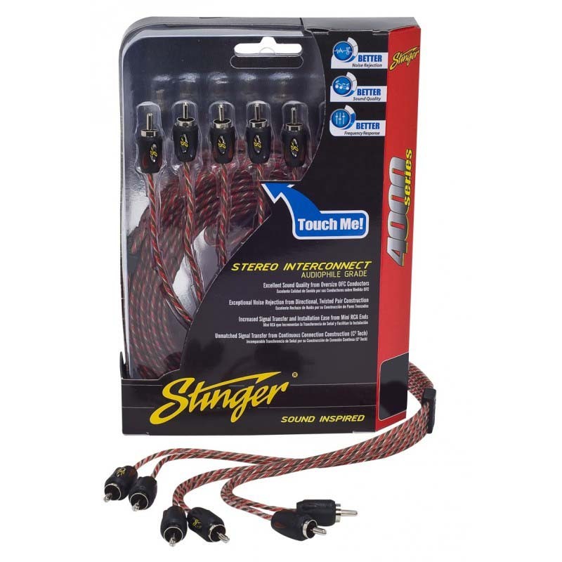 STINGER SI4617 6-CHANNEL DIRECTIONAL TWISTED PAIR RCA INTERCONNECT CABLE 17 FT.