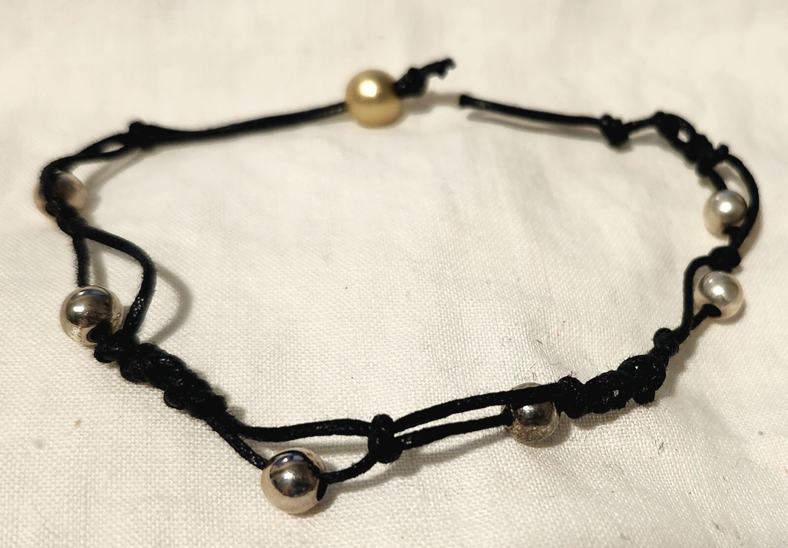 Handmade Cotton Cord and Bead Bracelet