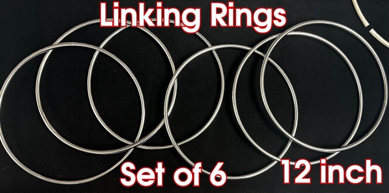 Linking Rings MAGNETIC Close 6 Set 12 Inch Aluminum Connect Smooth Magic Trick