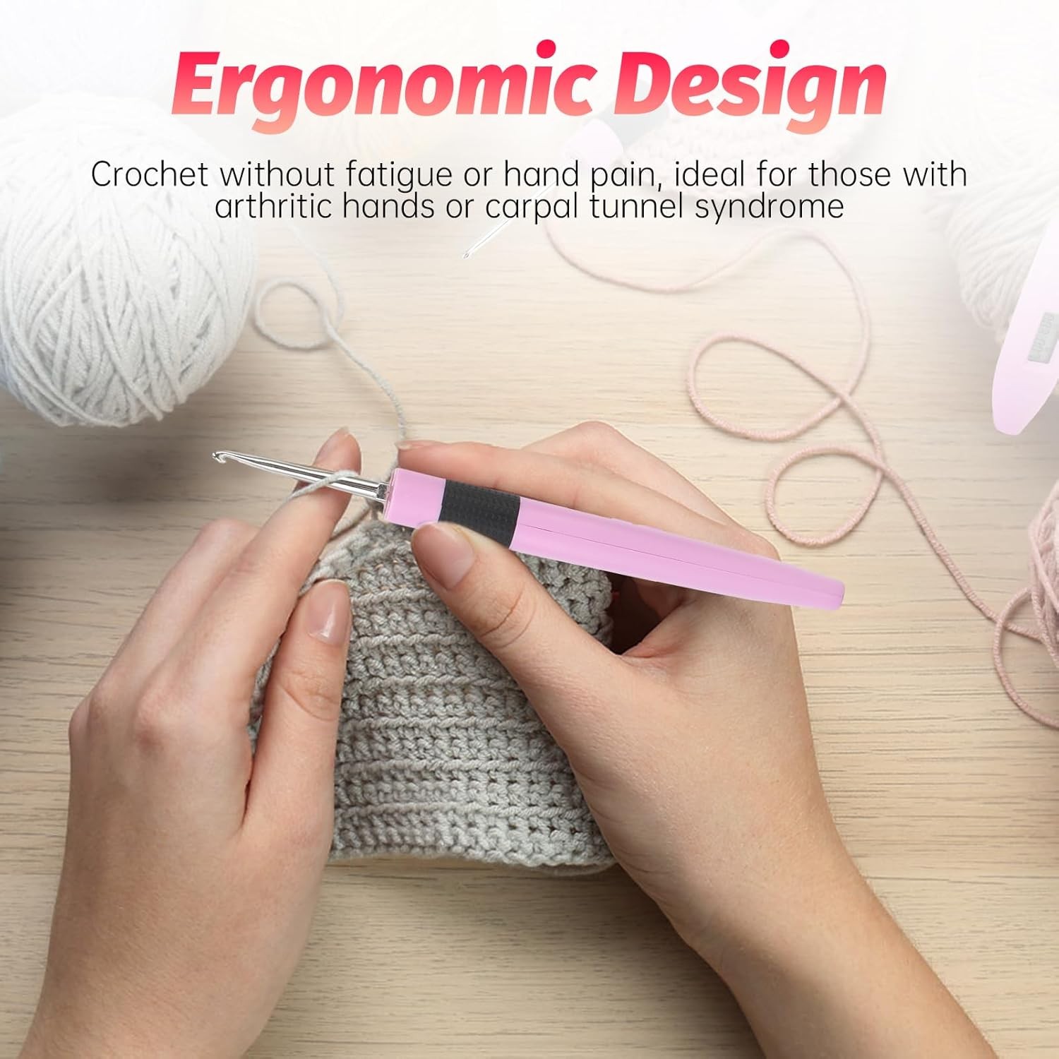 24 Size Counting Crochet Hooks with Light, Digital Counter Crochet Hooks Set