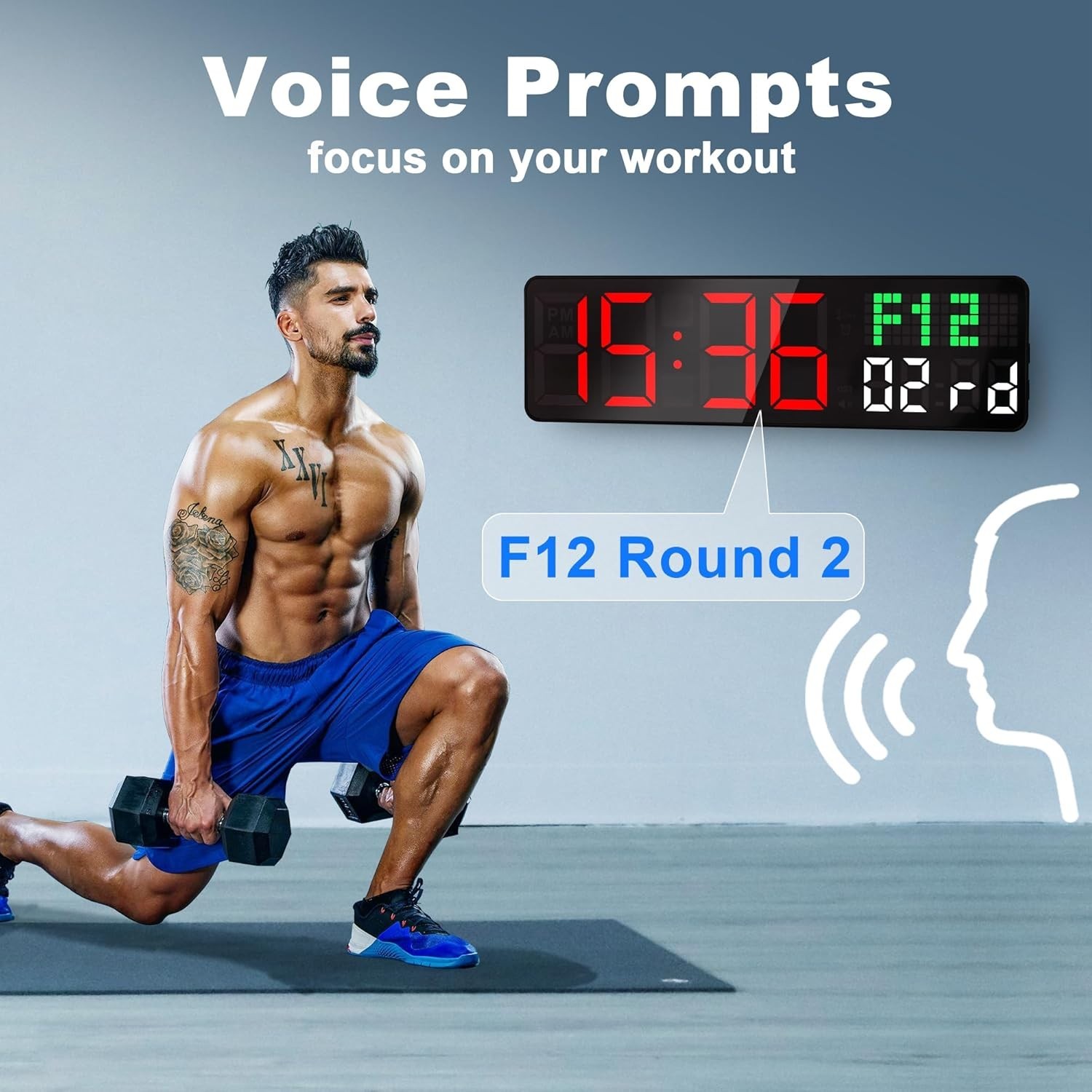 Gym Clock Timer, Workout Clock with Seconds | 5 Display Modes, 4 Alarms | Remote