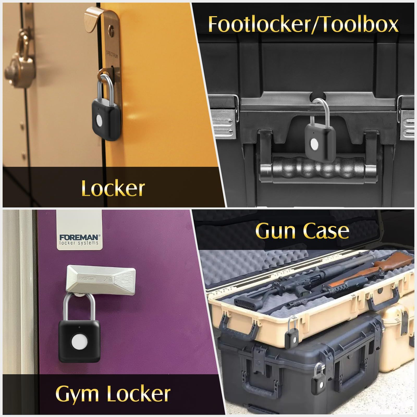Fingerprint Padlock, Pothunder Smart Locker Lock, Small, Onyx Black