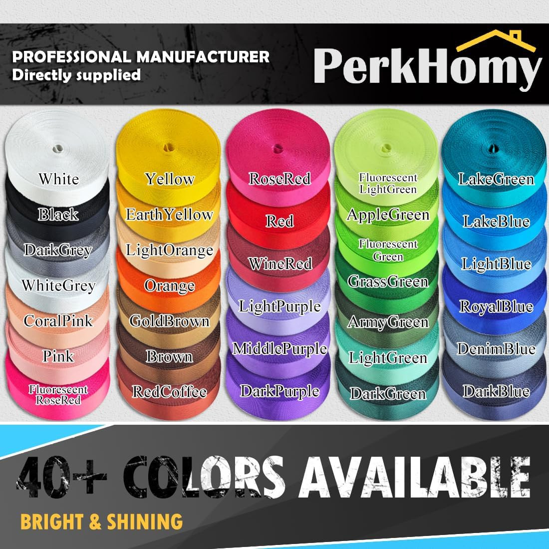Perkhomy 1Mm Thin Webbing, 1" & 1.5" & 2" Wide Lightweight Strong Durable Strap