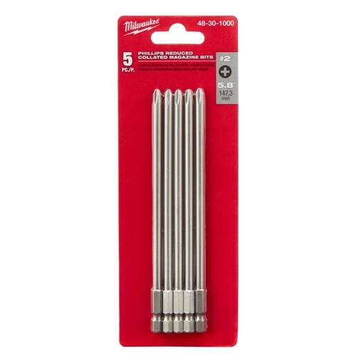 Milwaukee 48-30-1000 5/8" #2 Phillips Reduced Collated Magazine Bits, 5-Pack