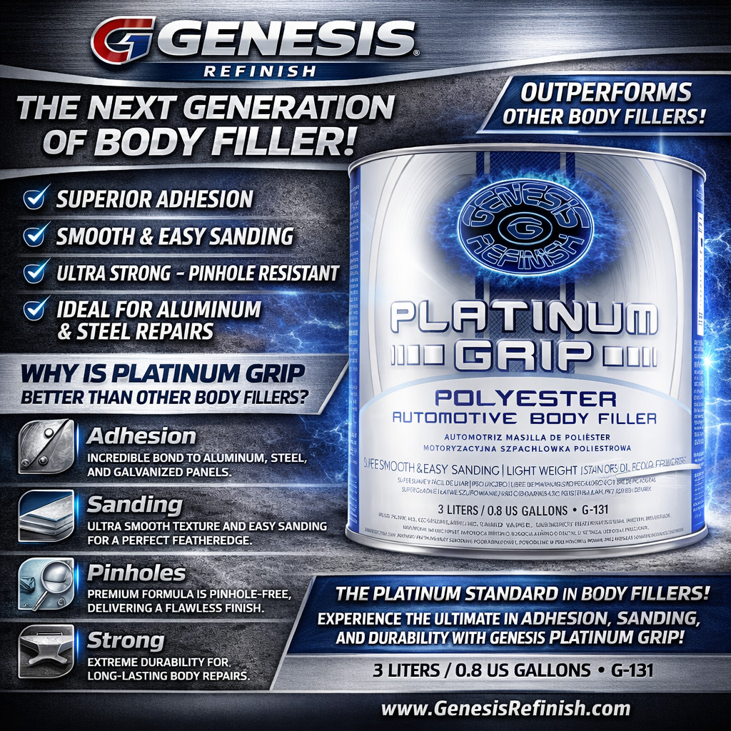 GENESIS G-131 PLATINUM GRIP POLYESTER AUTOMOTIVE BODY FILLER GALLON (2/PACK)
