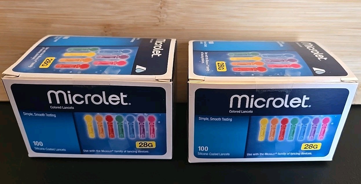 Microlet Colored Lancets - 200 ct (2 boxes) NEW UNOPENED EXP 2027+