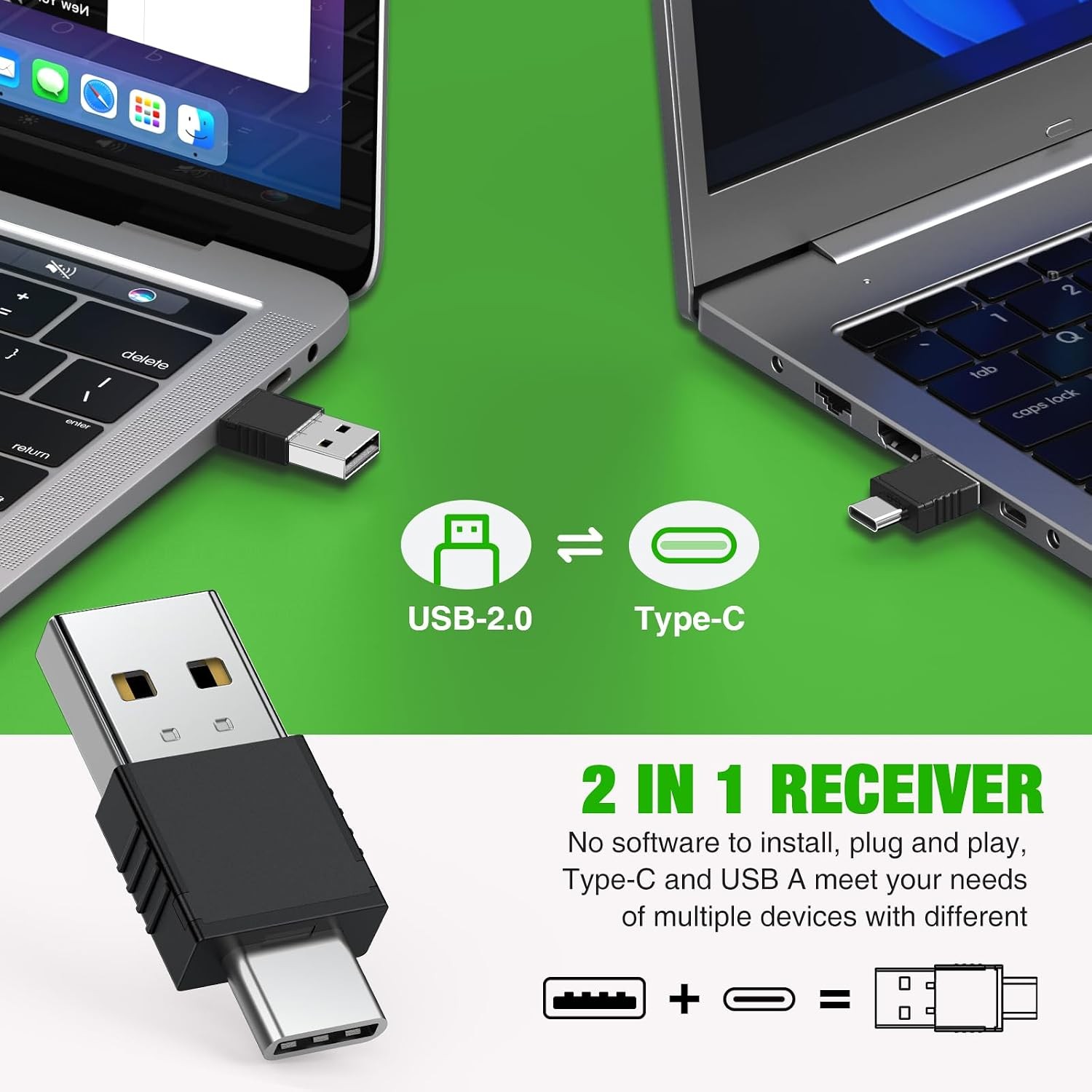 USB C Rechargeable Presentation Clicker with Green Light, Remote Clicker for Pre