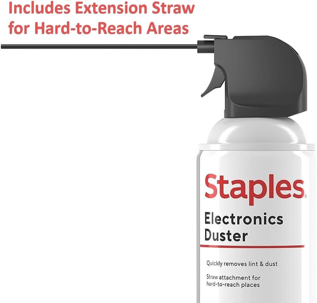 Staples Compressed Air Duster 4 Pack 10 Oz Cans Electronics Keyboard Cleaner