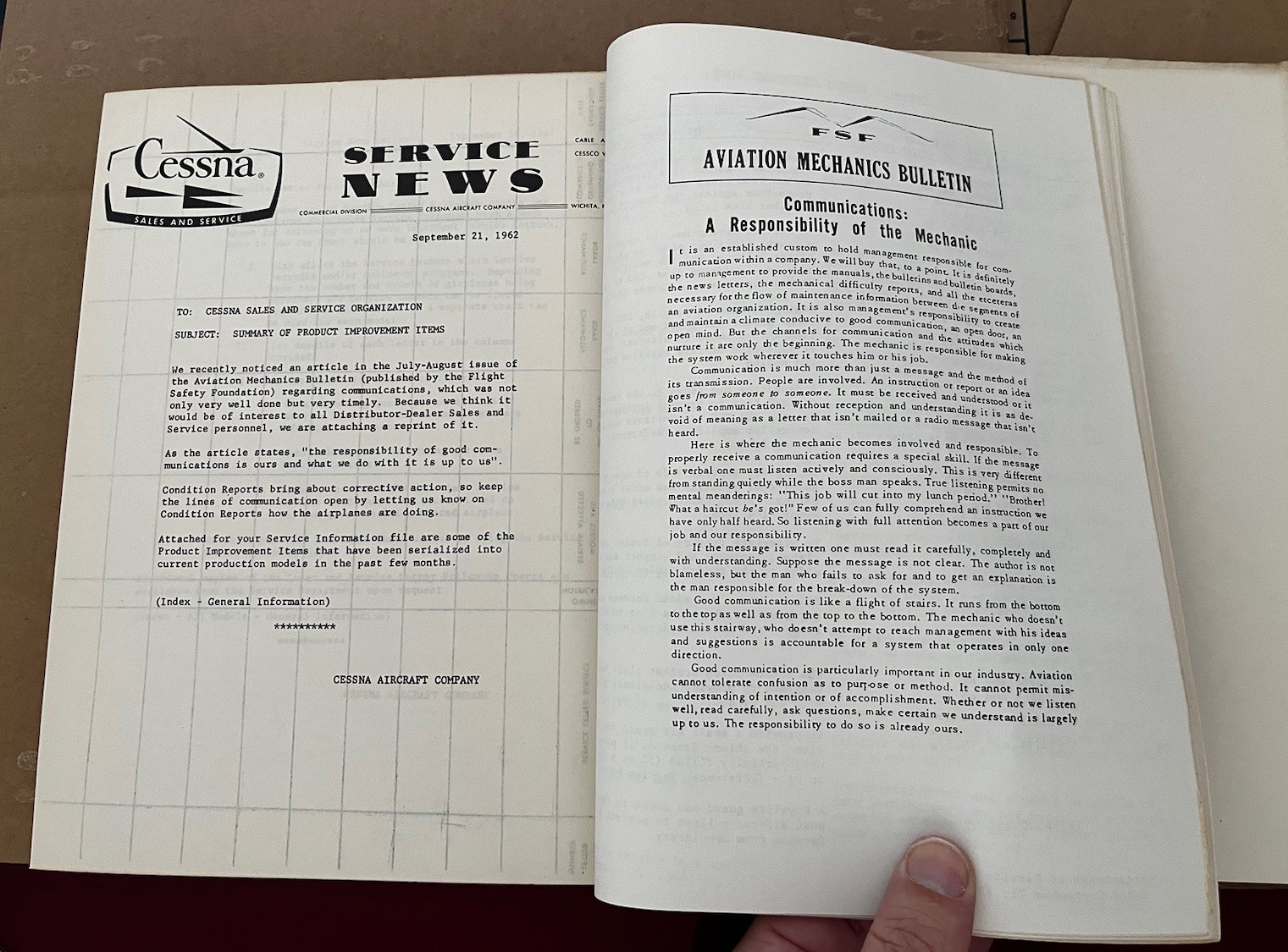 1963 Cessna Service Information Summary Manual All Models, Original