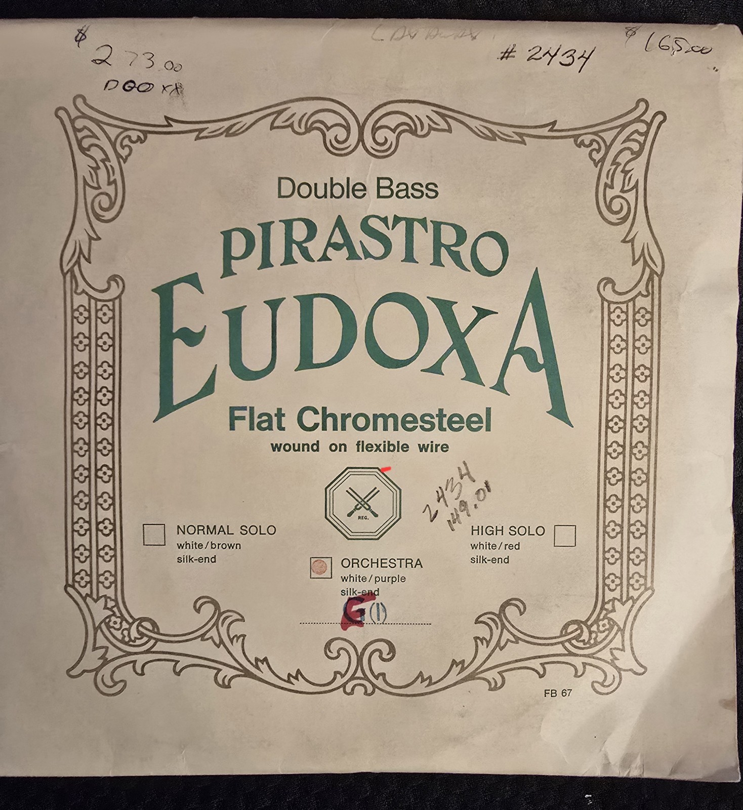 Pirastro EUDOXA Double Bass E String, Orchestra Tuning - FREE  SHIPPING!