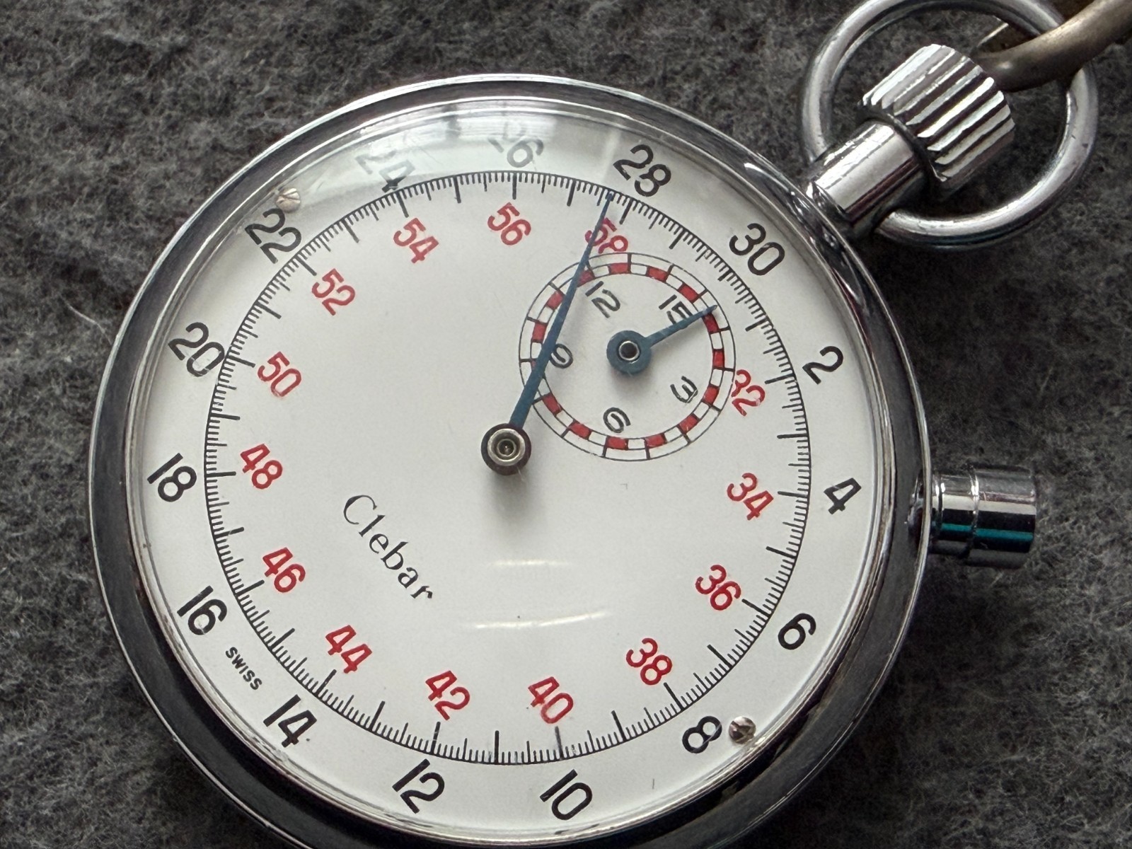 Swiss Made Clebar Mechanical Wind Up Stop Watch with the Box - Problem