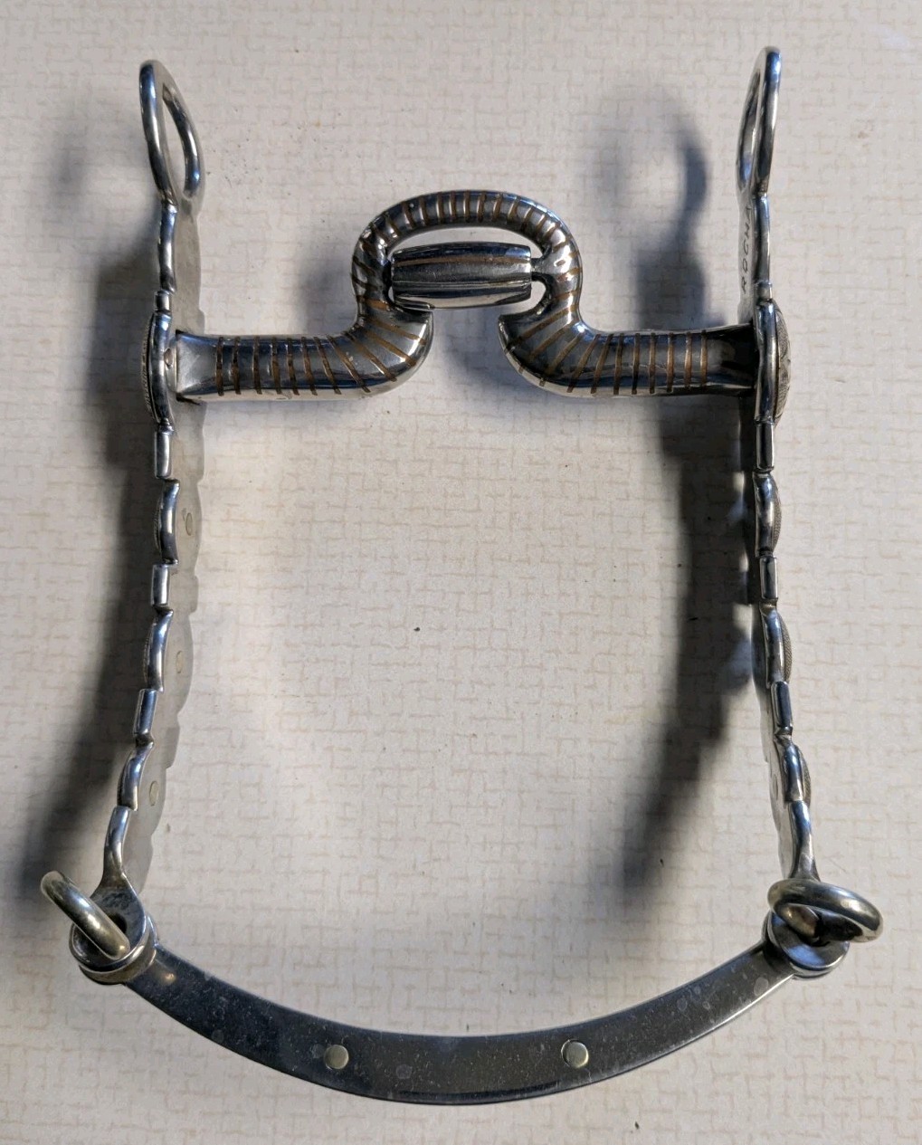 Engraved Sterling Silver Concho Cheeks and Slobber Bar