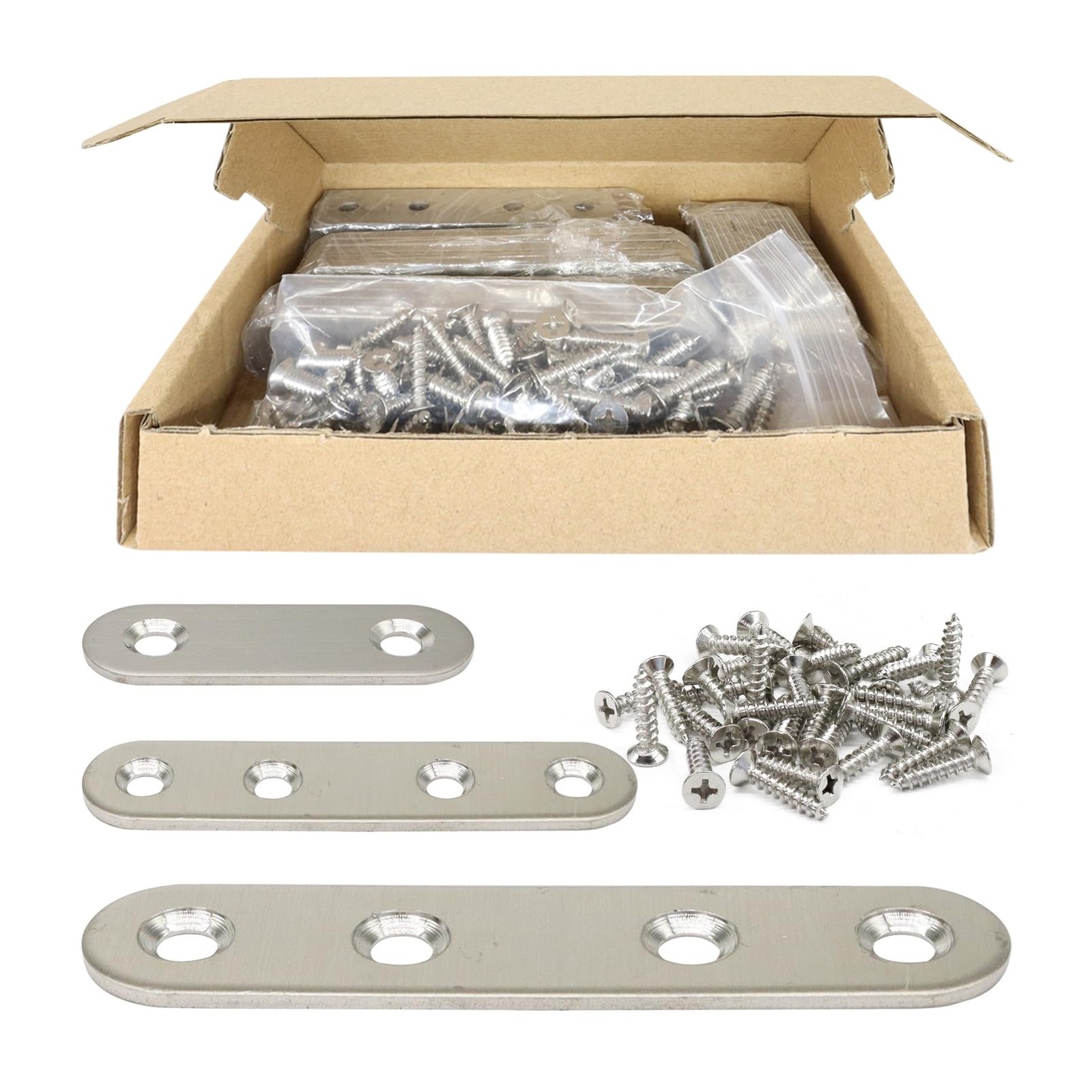 FORRCKY 35Pcs 2in 3in 4 inches Stainless Steel Flat 50/80/100mm, Silver