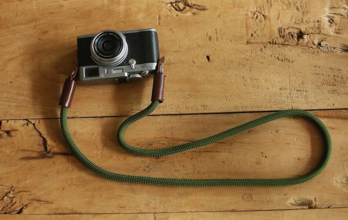 Army green climbing rope 10mm handmade camera strap