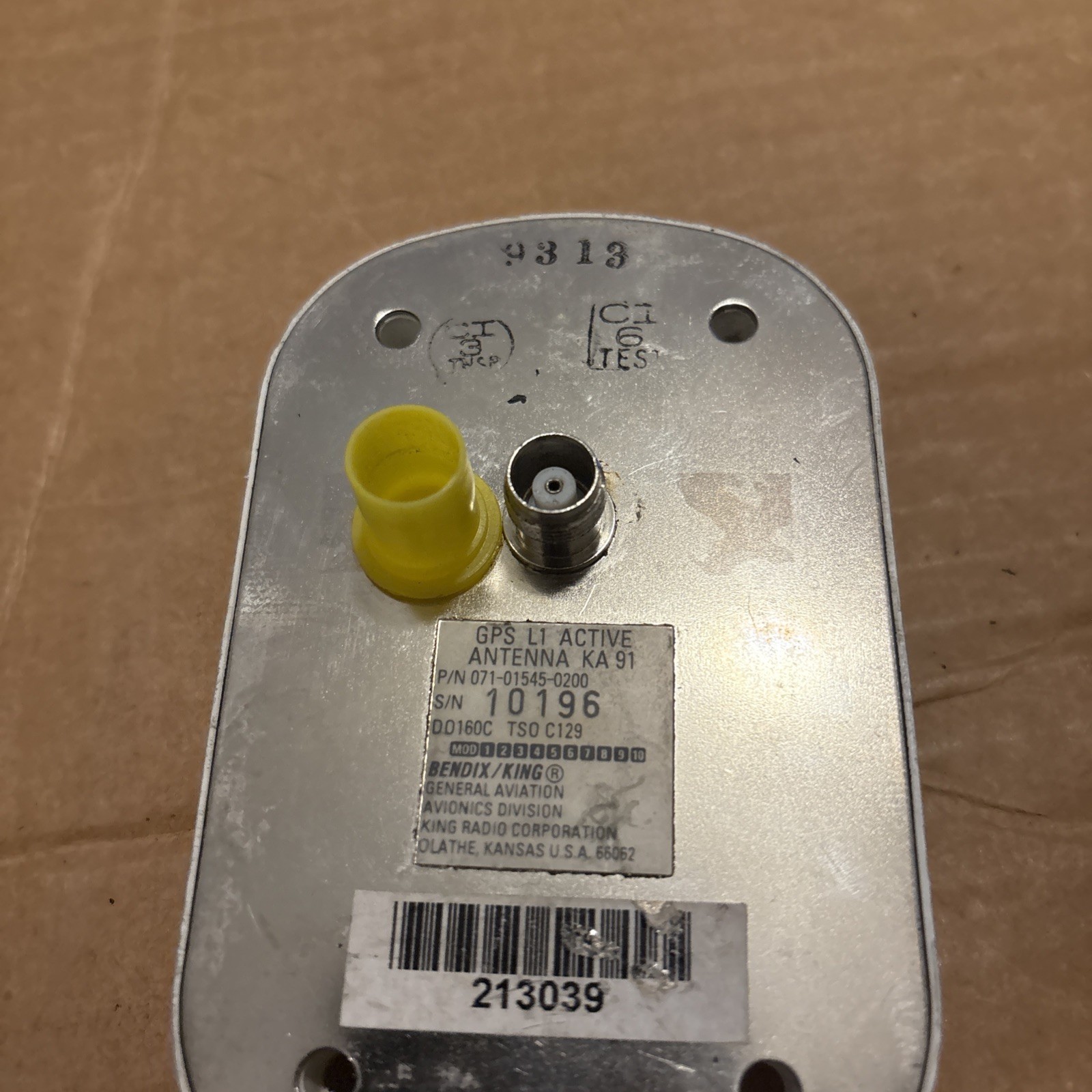 Bendix King KA 91 GPS L1 ACTIVE Antenna 071-01545-0200 Untested