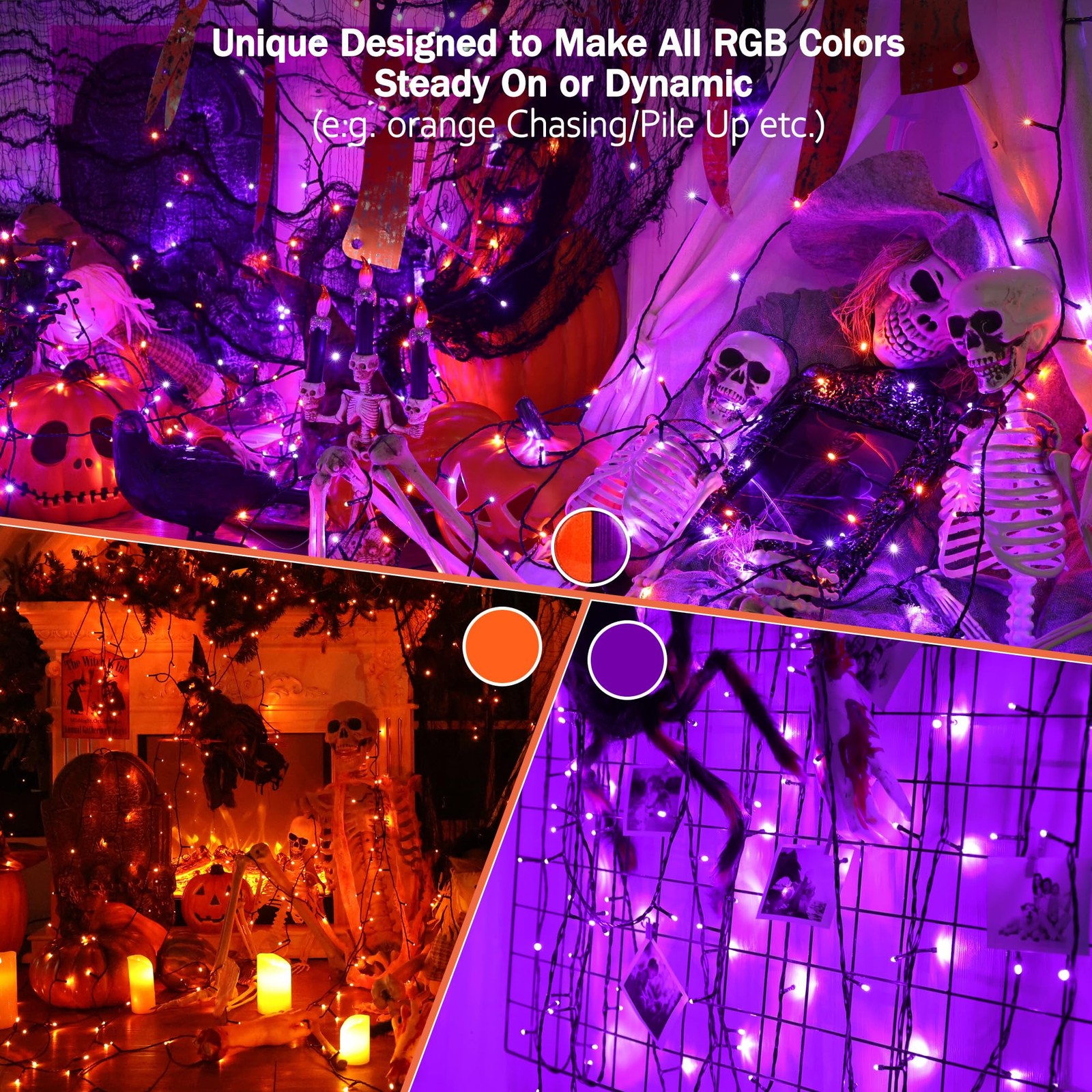 RGB Christmas Lights, 33FT 100 LED Color Changing String Lights with Remote, Dim