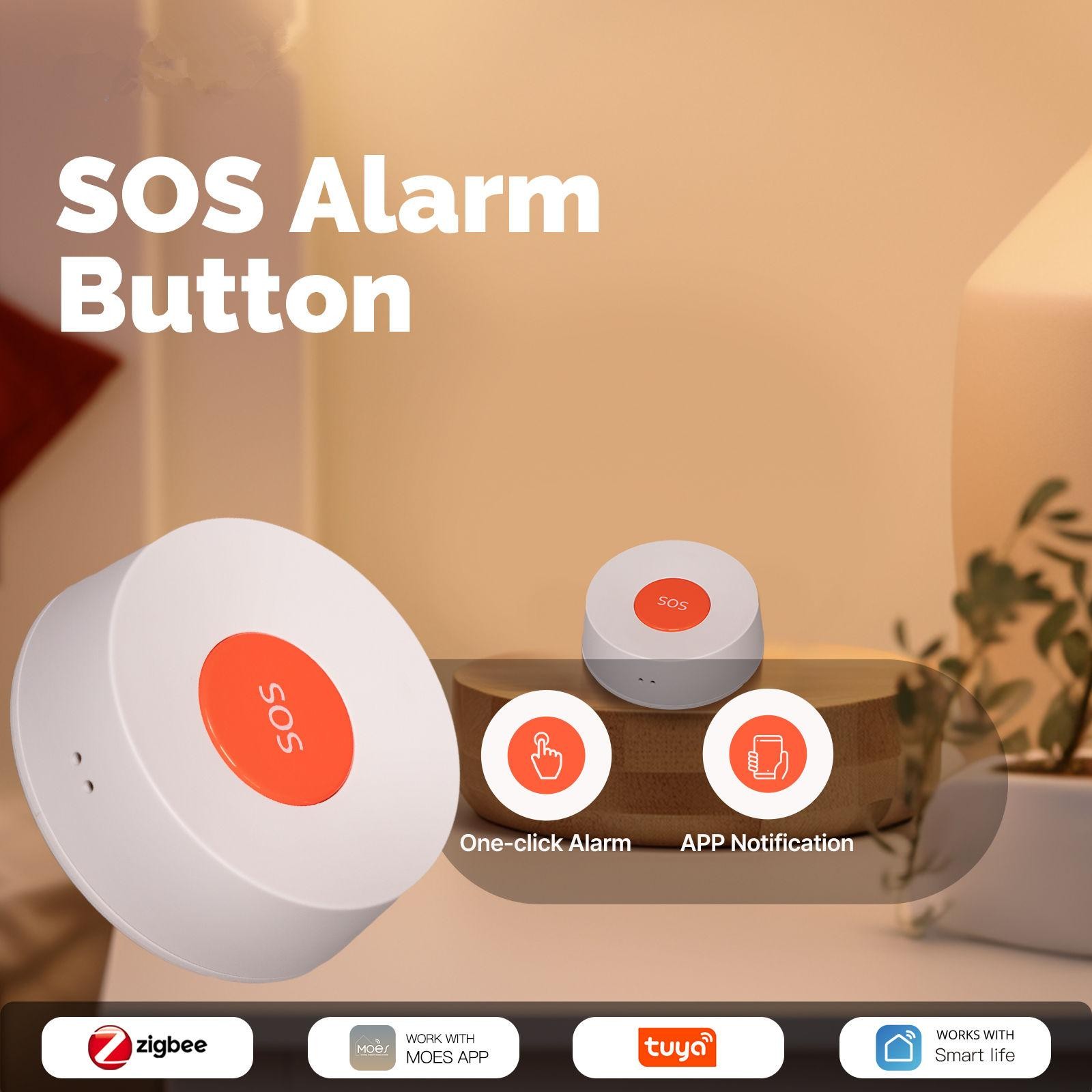 Tuya Zigbee Wireless APP Remote Control Call SOS Emergency Button Alert System B