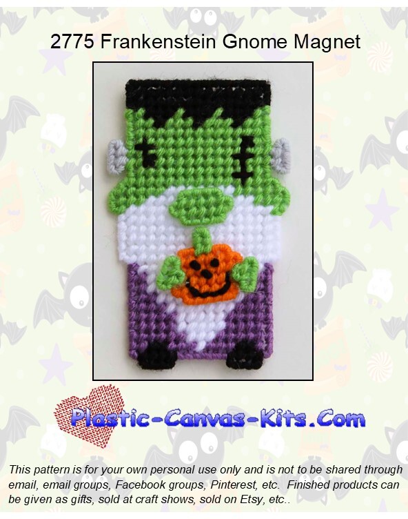 Frankenstein Gnome Magnet-Plastic Canvas Pattern or Kit
