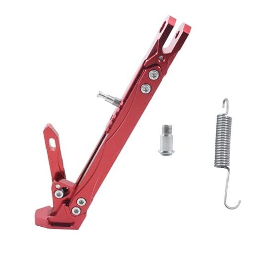 Red CNC Aluminum Kickstand for Motorcycle - Adjustable Foot Support 260-300mm