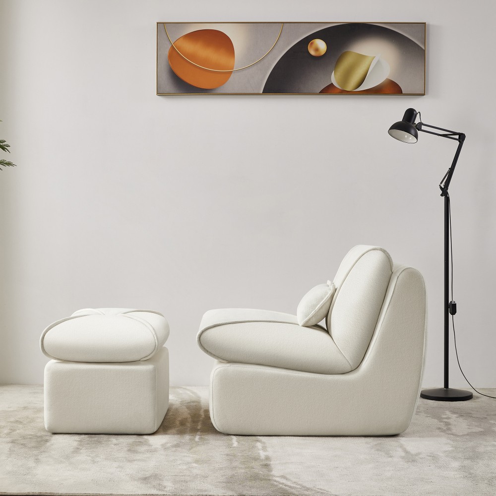 Lounge Chair with Footstool for Small Spaces Upholstered
