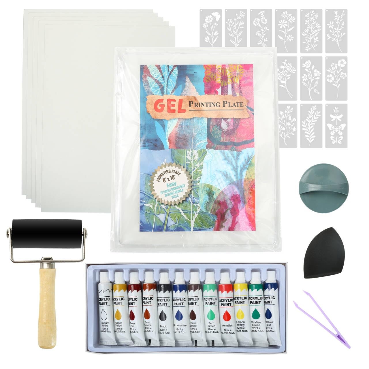 Gel Printing Plate kit - Gel Plate Printing for Mixed Media Art, 8" X 10" Gel...