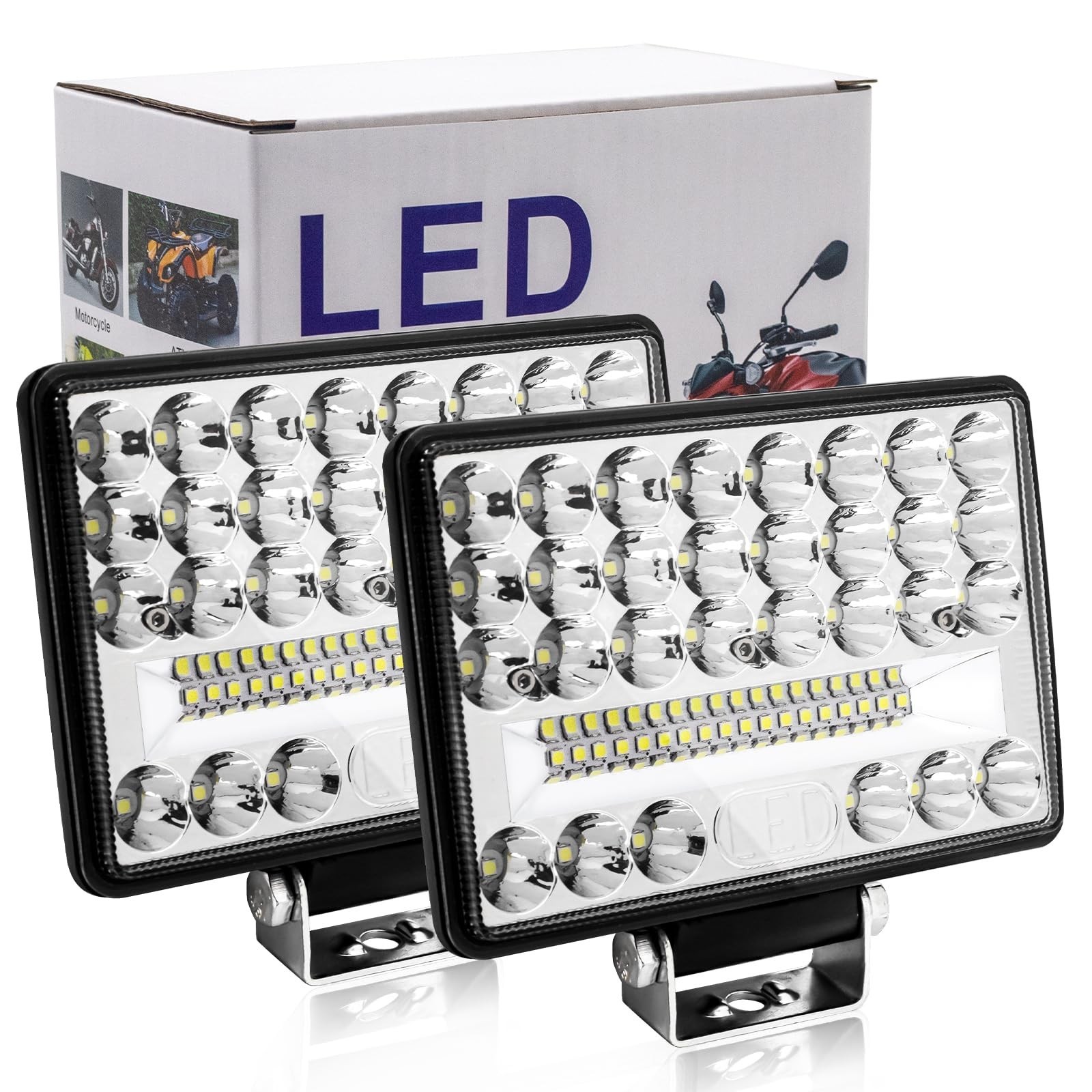 6 Inch Led Work Light for Truck, 144W 12000Lumens Rectangle Flood Light Bar O...