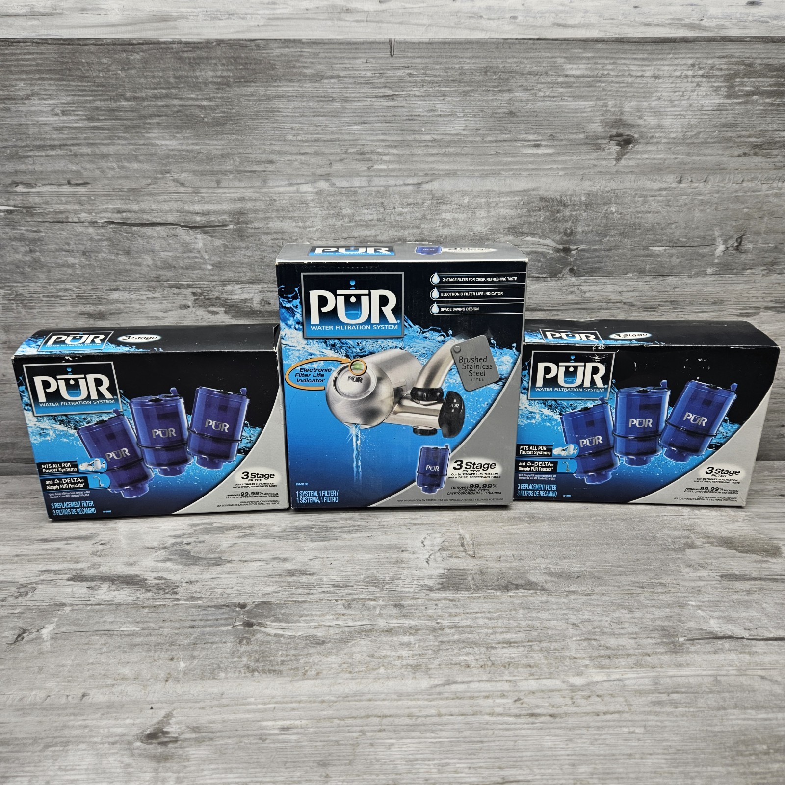 PUR Chrome Faucet Mount Water Filtration System – New Open Box Plus Filters