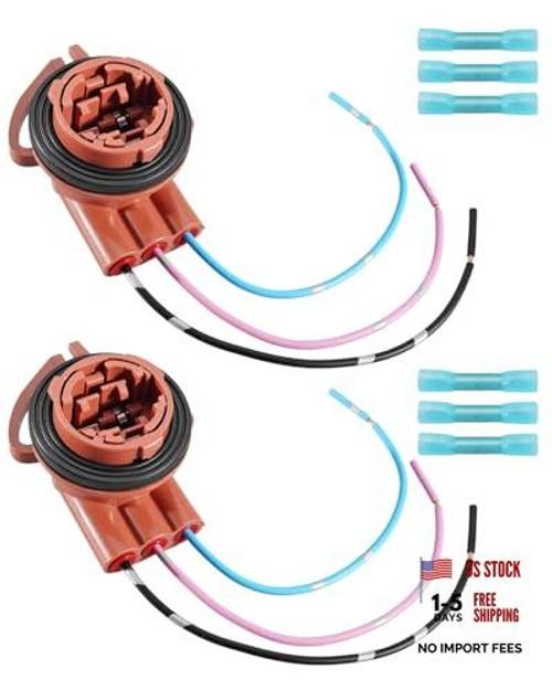 2-Pack 3-Wire Front Turn Signal Light Socket Set Fit for GMC Chevy Silverado