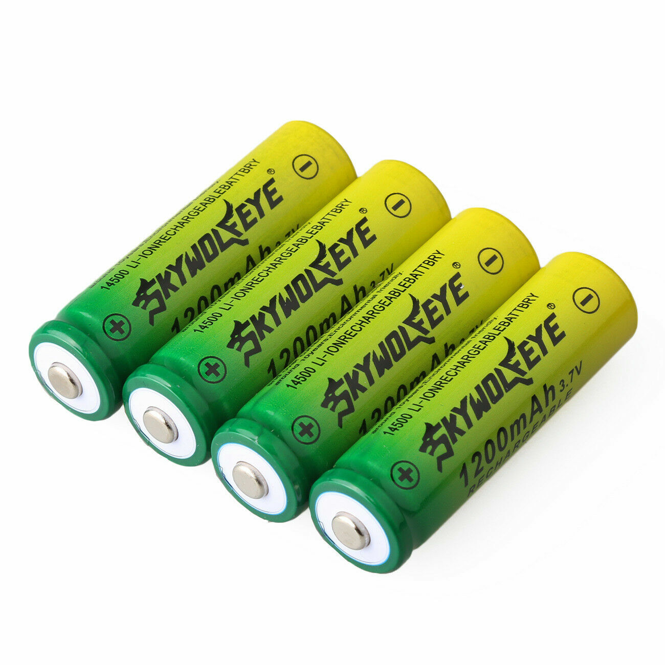 4x SkyWolfEye 14500 Battery 3.7V 1200mAh Li-ion Rechargeable Batteries Cell USA
