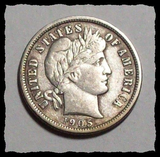 1905-S  BARBER DIME Nice ORIGINAL XF #10D54  .900 Fine Silver