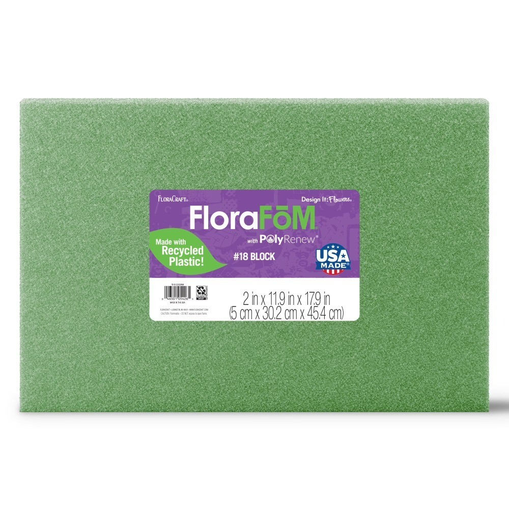 2 Inch x 11.9 Inch x 17.9 Inch Green Foam Block for Crafts, Upholstery, and