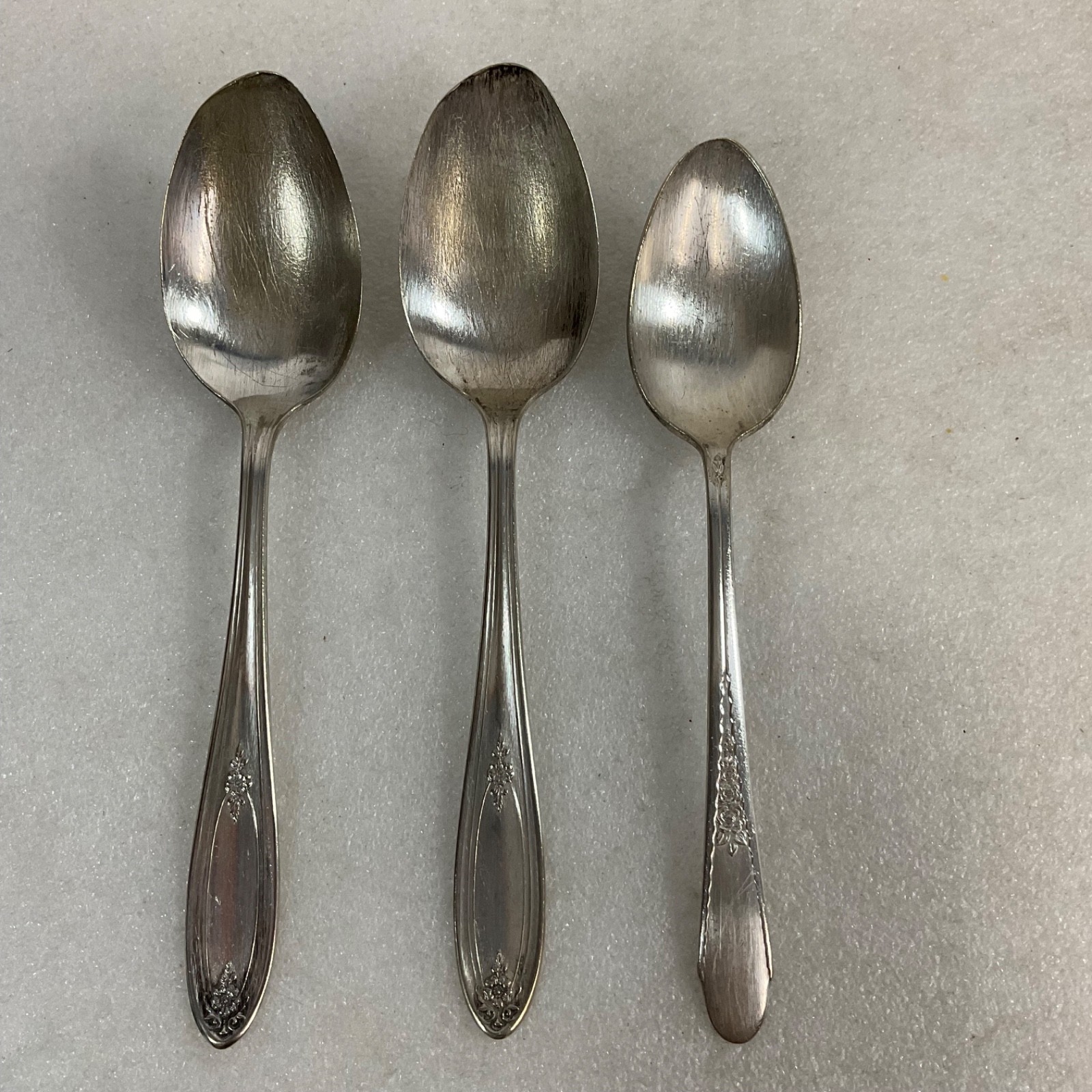 Carlton Silver Plate WM Rogers Son AA Spoon Lot 3 Floral Flatware