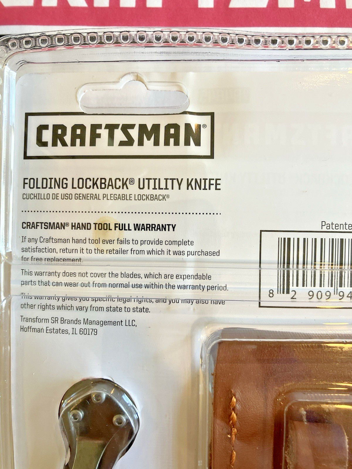 CRAFTSMAN 94845 FOLDING LOCKBACK UTILITY KNIFE WITH LEATHER SHEATH