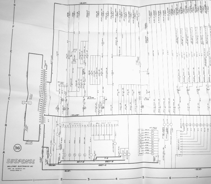 Suspense Pinball Arcade Game *FULL SIZE* Wiring Diagram Schematic Drawing YA