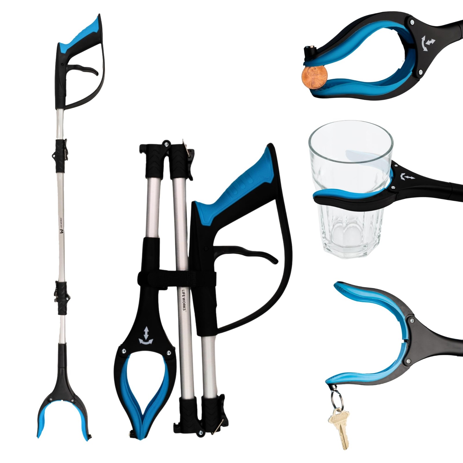 Reacher Grabber Tool, 360° Rotating Head, Lightweight 36" Foldable Arm, Ergon...